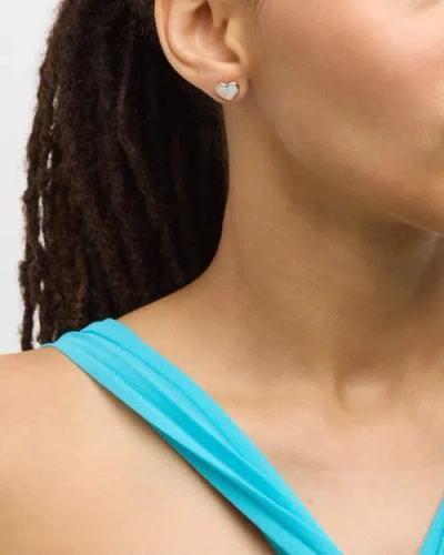 Jan Leslie Heart Stud Earring Set In Sterling With 18k Gold Overlay In White