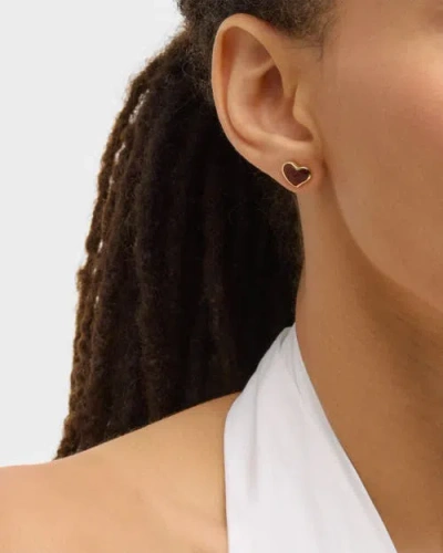 Jan Leslie Heart Stud Earring Set In Sterling With 18k Gold Overlay In Red