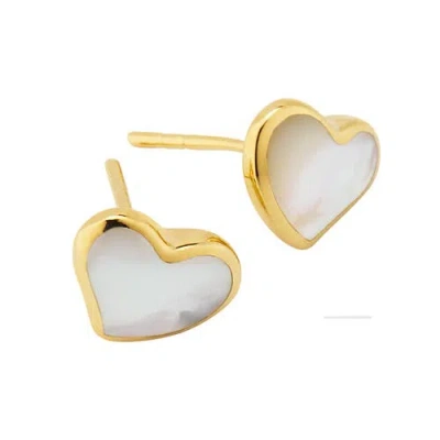 Jan Leslie Heart Stud Earring Set In Sterling With 18k Gold Overlay In White