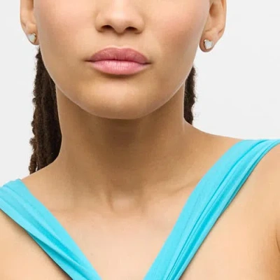 Jan Leslie Heart Stud Earring Set In Sterling With 18k Gold Overlay In White