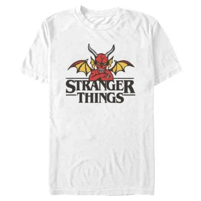 Stranger Things Classic Devil Logo  Graphic T-shirt In White