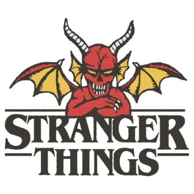 Stranger Things Classic Devil Logo  Graphic T-shirt In White