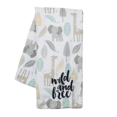 Lambs & Ivy Jungle Friends Elephant/giraffe Safari Soft Fleece Baby Blanket In Multi