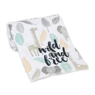 Lambs & Ivy Jungle Friends Elephant/giraffe Safari Soft Fleece Baby Blanket In Multi