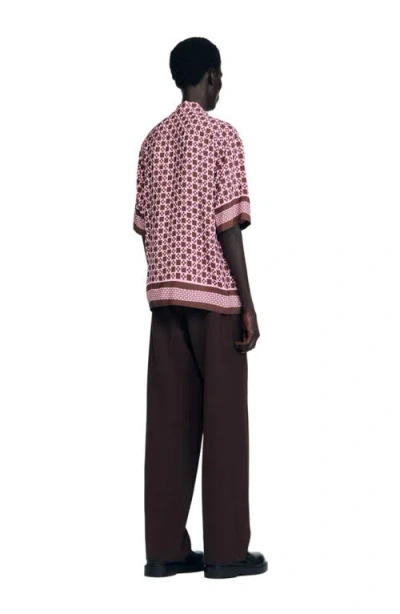 Sandro Square Cross Motif Flowing Blouse In Multi