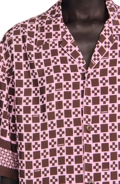 Sandro Square Cross Motif Flowing Blouse In Multi