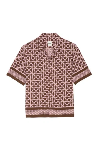 Sandro Square Cross Motif Flowing Blouse In Multi