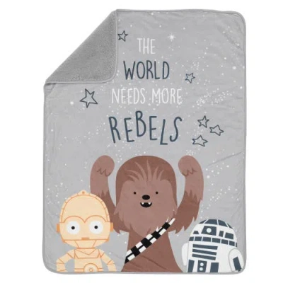Lambs & Ivy Star Wars Rebels R2d2/c-3po/chewbacca Soft Faux Shearling Baby Blanket In Gray