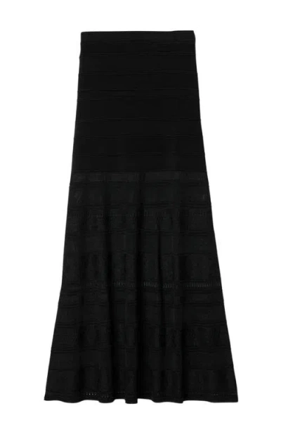 Sandro Decorative Knit Maxi Skirt In Black