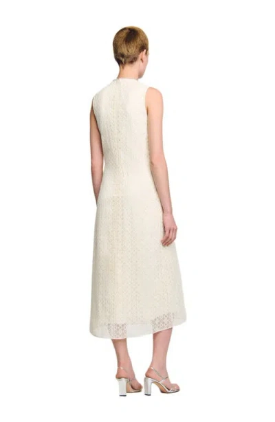 Sandro Womens Rhinestone-embellished Sleeveless Lace Maxi Dress Ecru In Neutral
