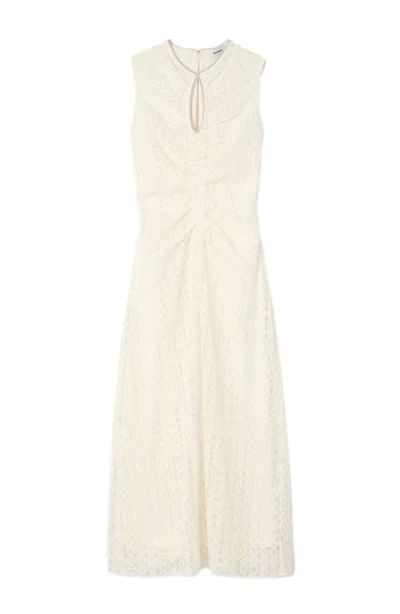 Sandro Womens Rhinestone-embellished Sleeveless Lace Maxi Dress Ecru In Neutral