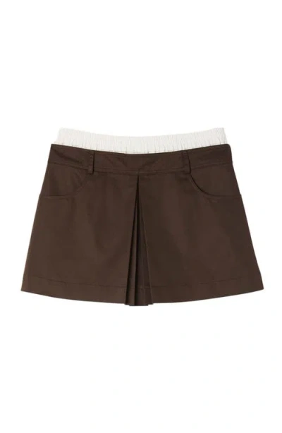 Sandro Drawstring Pleated Skort In Brown