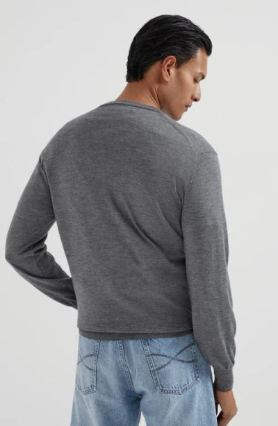 Brunello Cucinelli V-neck Wool Jumper In Gray