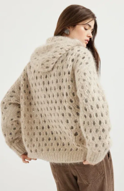 Brunello Cucinelli Mohair-blend Dazzling Net Cardigan In Neutral