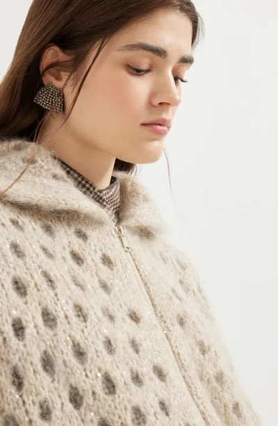 Brunello Cucinelli Mohair-blend Dazzling Net Cardigan In Neutral