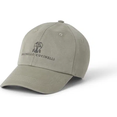 Brunello Cucinelli Classic Six-panel Cap With Adjustable Strap In Gray