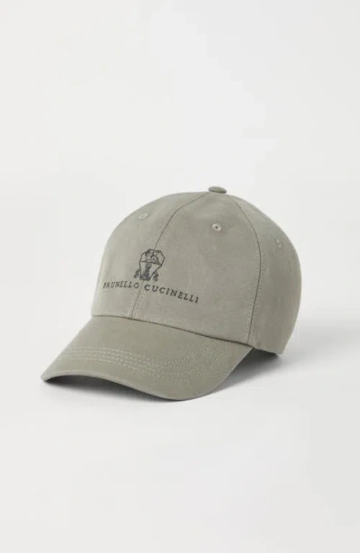 Brunello Cucinelli Classic Six-panel Cap With Adjustable Strap In Gray