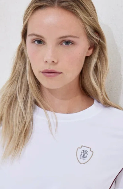 Brunello Cucinelli Patch Logo T-shirt With Contrast Trim In White