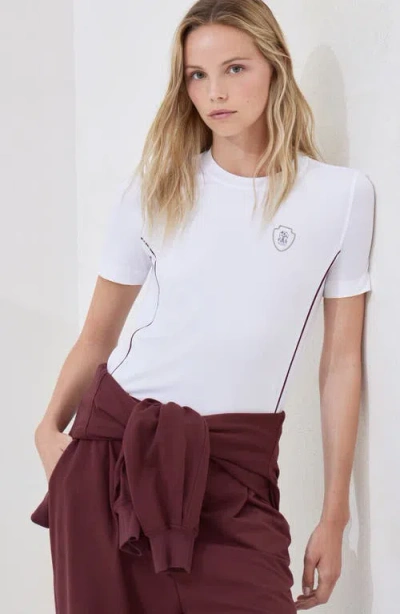 Brunello Cucinelli Patch Logo T-shirt With Contrast Trim In White