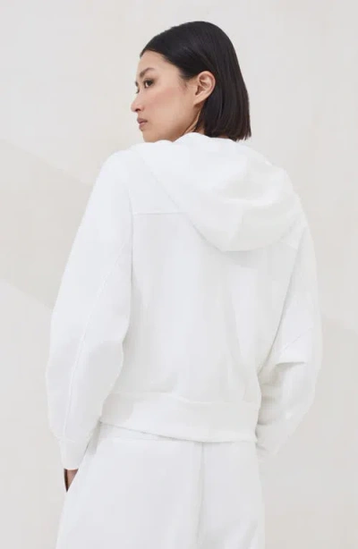 Brunello Cucinelli White Sweatshirt With Fixed Hood And Logo Patch On The Front In Cotton Blend Woman In White