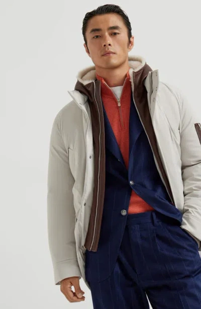 Brunello Cucinelli Double Closure Padded Jacket In White