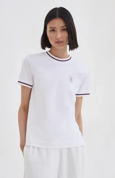 Brunello Cucinelli Patch Logo T-shirt With Contrast Trim In White