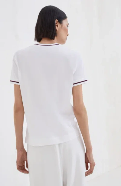 Brunello Cucinelli Patch Logo T-shirt With Contrast Trim In White