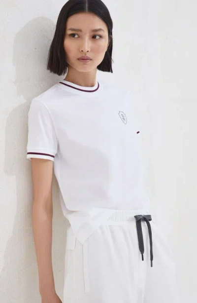 Brunello Cucinelli Patch Logo T-shirt With Contrast Trim In White