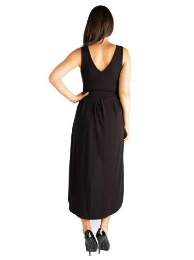 24seven Comfort Apparel Maternity Sleeveless Fit And Flare High Low Dress In Black