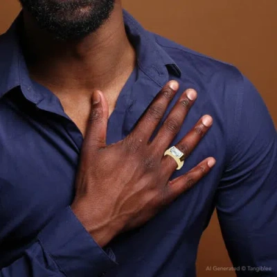 Bliss Diamond Emerald Cut Half Bezel Diamond Ring 14k Gold Or Pt Lab Grown In Gold