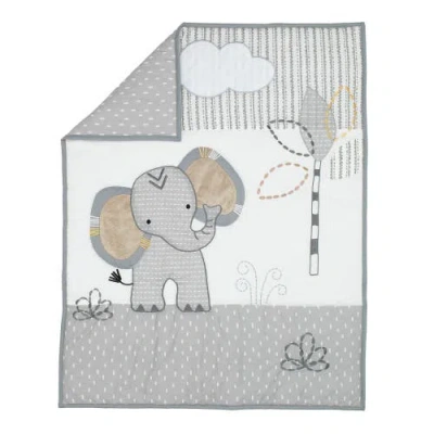 Lambs & Ivy Jungle Safari Elephant 3-piece Mini Crib Bedding Set In Gray