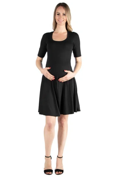 24seven Comfort Apparel Womens Pockets Mini Fit & Flare Dress In Black