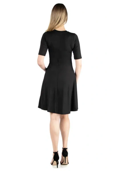24seven Comfort Apparel Womens Pockets Mini Fit & Flare Dress In Black