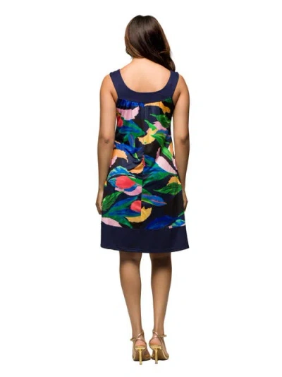 24seven Comfort Apparel Women's Floral Scoop Neck Sleeveless Knee Length Dress In Multi