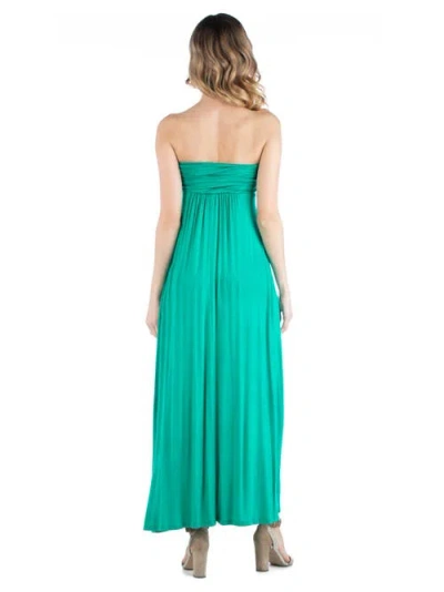 24seven Comfort Apparel Strapless Empire Waist Maxi Dress In Green
