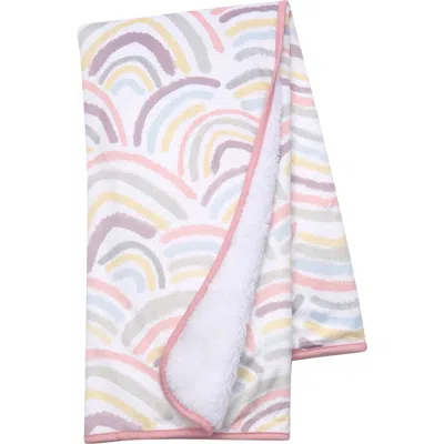 Lambs & Ivy Signature Rainbow Minky/faux Shearling Soft Fleece Baby Blanket In Multi