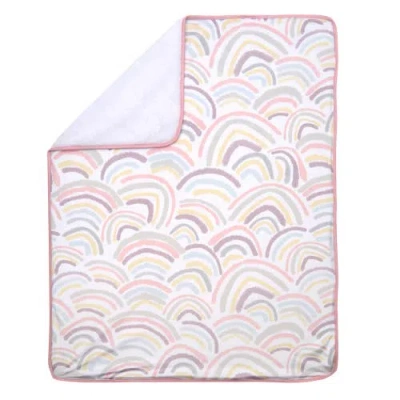Lambs & Ivy Signature Rainbow Minky/faux Shearling Soft Fleece Baby Blanket In Multi