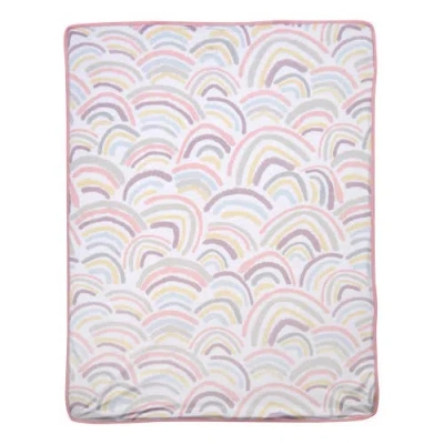 Lambs & Ivy Signature Rainbow Minky/faux Shearling Soft Fleece Baby Blanket In Multi