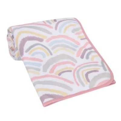 Lambs & Ivy Signature Rainbow Minky/faux Shearling Soft Fleece Baby Blanket In Multi