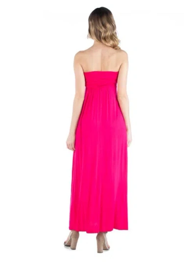 24seven Comfort Apparel Strapless Empire Waist Maxi Dress In Pink
