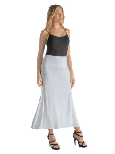 24seven Comfort Apparel Elastic Waist Maxi Skirt In Gray