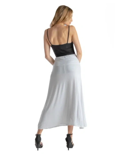24seven Comfort Apparel Elastic Waist Maxi Skirt In Gray
