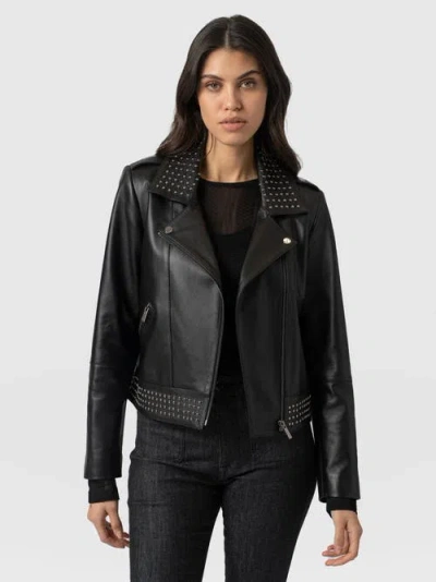 Saint And Sofia Saint + Sofia Bonham Studded Biker Jacket In Black