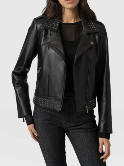 Saint And Sofia Saint + Sofia Bonham Studded Biker Jacket In Black