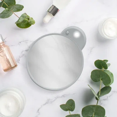 Zadro Lighted Compact Mirror With 10x Magnification & Retractable Suction Cups In Metallic