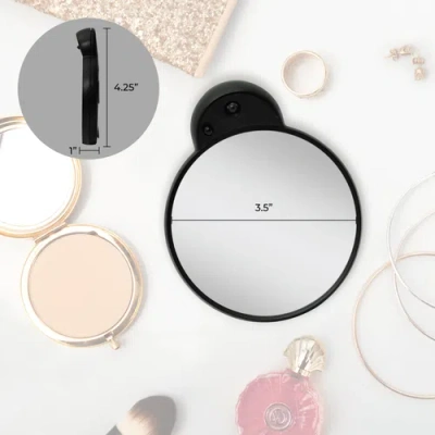 Zadro Lighted Compact Mirror With 10x Magnification & Retractable Suction Cups In White