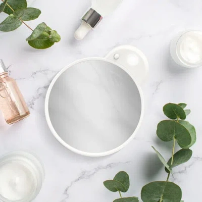 Zadro Lighted Compact Mirror With 10x Magnification & Retractable Suction Cups In White