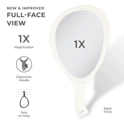 Zadro Xl Teardrop Handheld Mirror With Handle In White