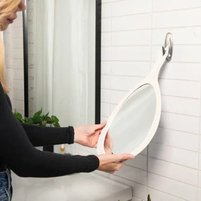 Zadro Xl Teardrop Handheld Mirror With Handle In White