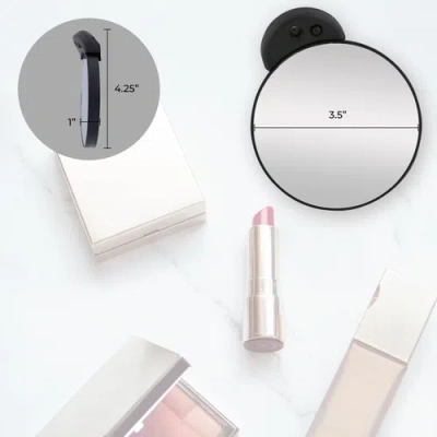 Zadro Lighted Compact Mirror With 15x Magnification & Retractable Suction Cups In Black